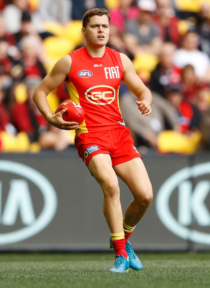 AFL 2016 Rd 21 - Essendon v Gold Coast MELBOURNE, AUSTRALIA - AUGUST 14: Kade Kolodjashnij of the Suns in action during the 2016 AFL Round 21 match between the Essendon Bombers and the Gold Coast Suns at Etihad Stadium on August 14, 2016 in Melbourne, Australia. (Photo by Adam Trafford/AFL Media)